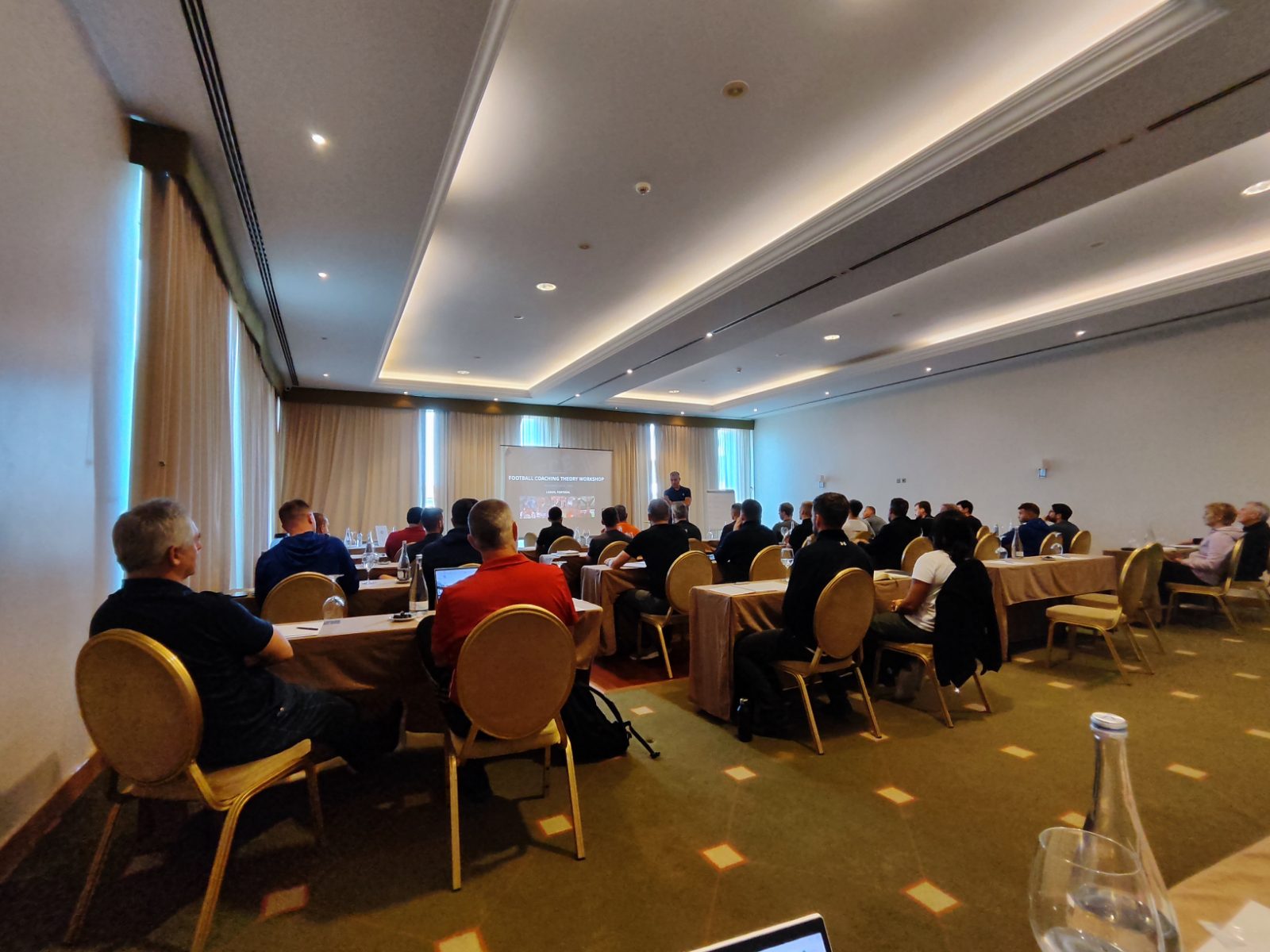 Coaches during a Sportrail Football Coaching Theory Workshop in Lisbon, Portugal